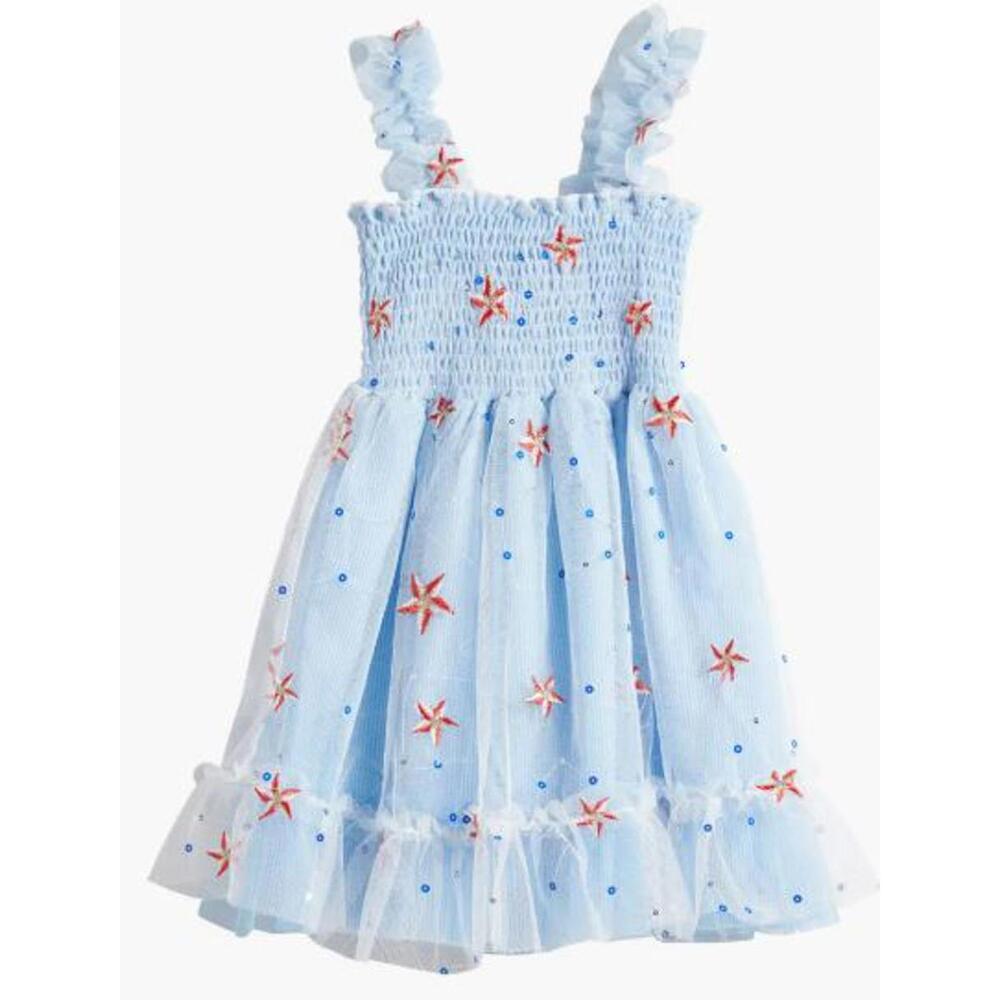 Truly Me Light Blue Starfish‎ Embroidered Dress